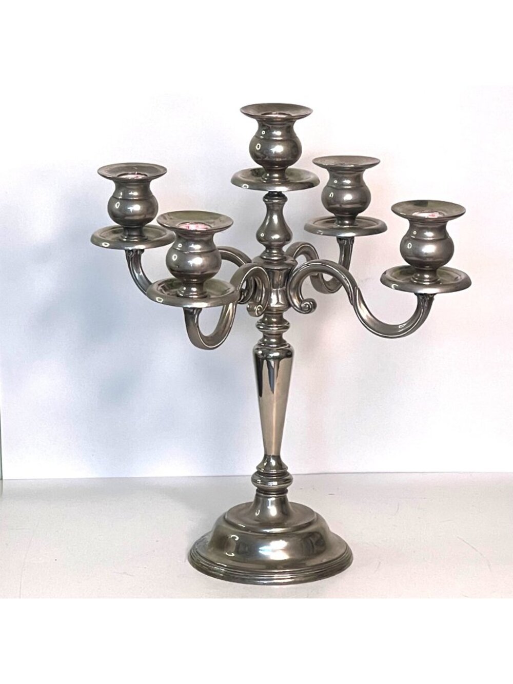 Vintage Silver Plate Candelabra For 5 Tapered Candlesticks 14.5" T 13" W